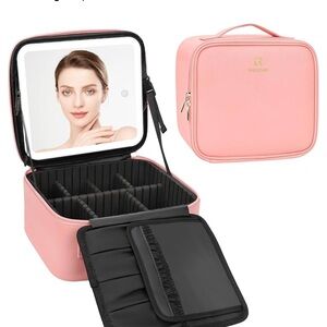 Pink Makeup Case with Mirror